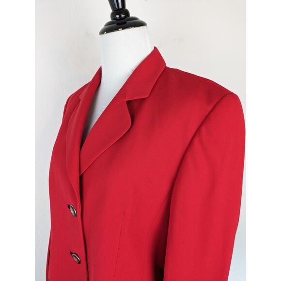 Basler Blazer Jacket Longline Wool Sophisticated Career Academia Red Size 6 - Picture 3 of 13